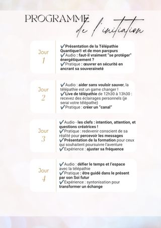 Voici le programme des 4 jours